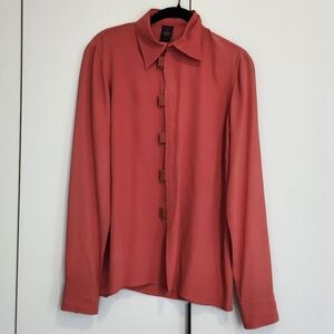 Vintage Jean Paul Gaultier Classique Silk Blouse, Rust Orange, Size 4 (US) Small